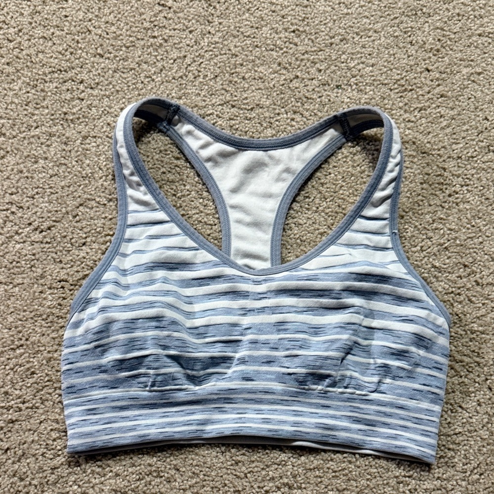 Champion Blue and White Striped Sports Bra